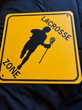 Lacrosse Zone Metal Sign - Yellow and Black.